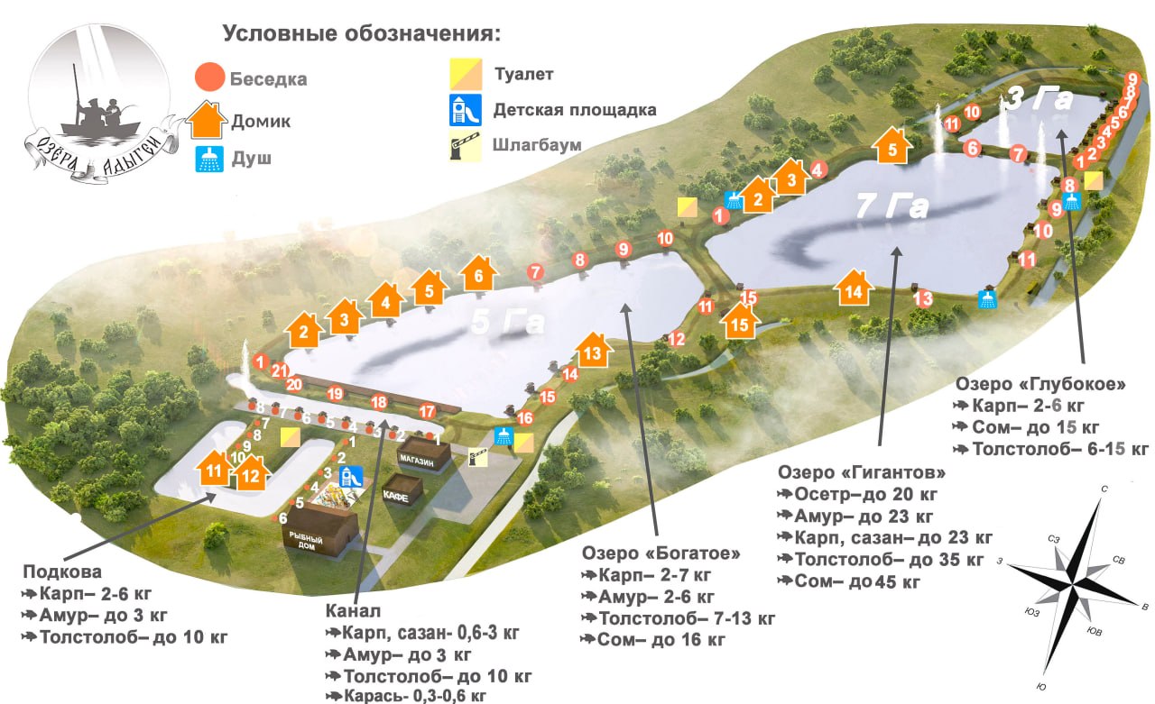 Схема базы и водоёмов